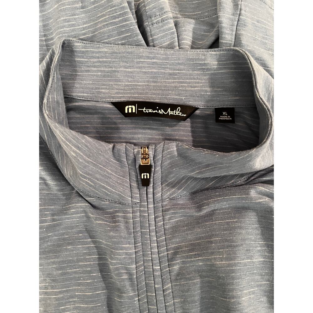 Travis Mathew Mens XL Blue Striped 1/4 Zip Lightweight Golf Stretch Casual Shirt - Picture 4 of 12
